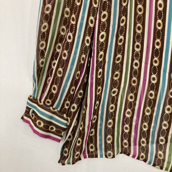 Silk Assets Diane Von Furstenberg 1X Artsy Colorful Retro Pure Silk Button Down - Picture 4 of 12